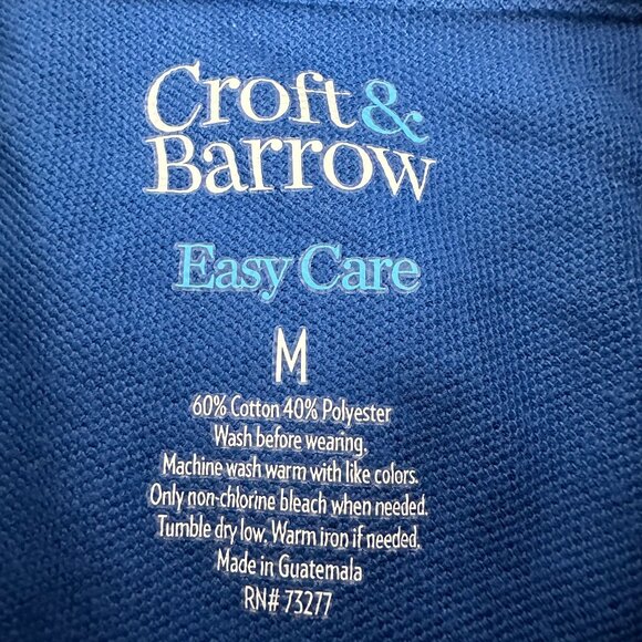 Croft & Barrow Easy Care Men's Polo Shirt Size M 60% Cotton 40% Polyester Blue - Picture 3 of 3